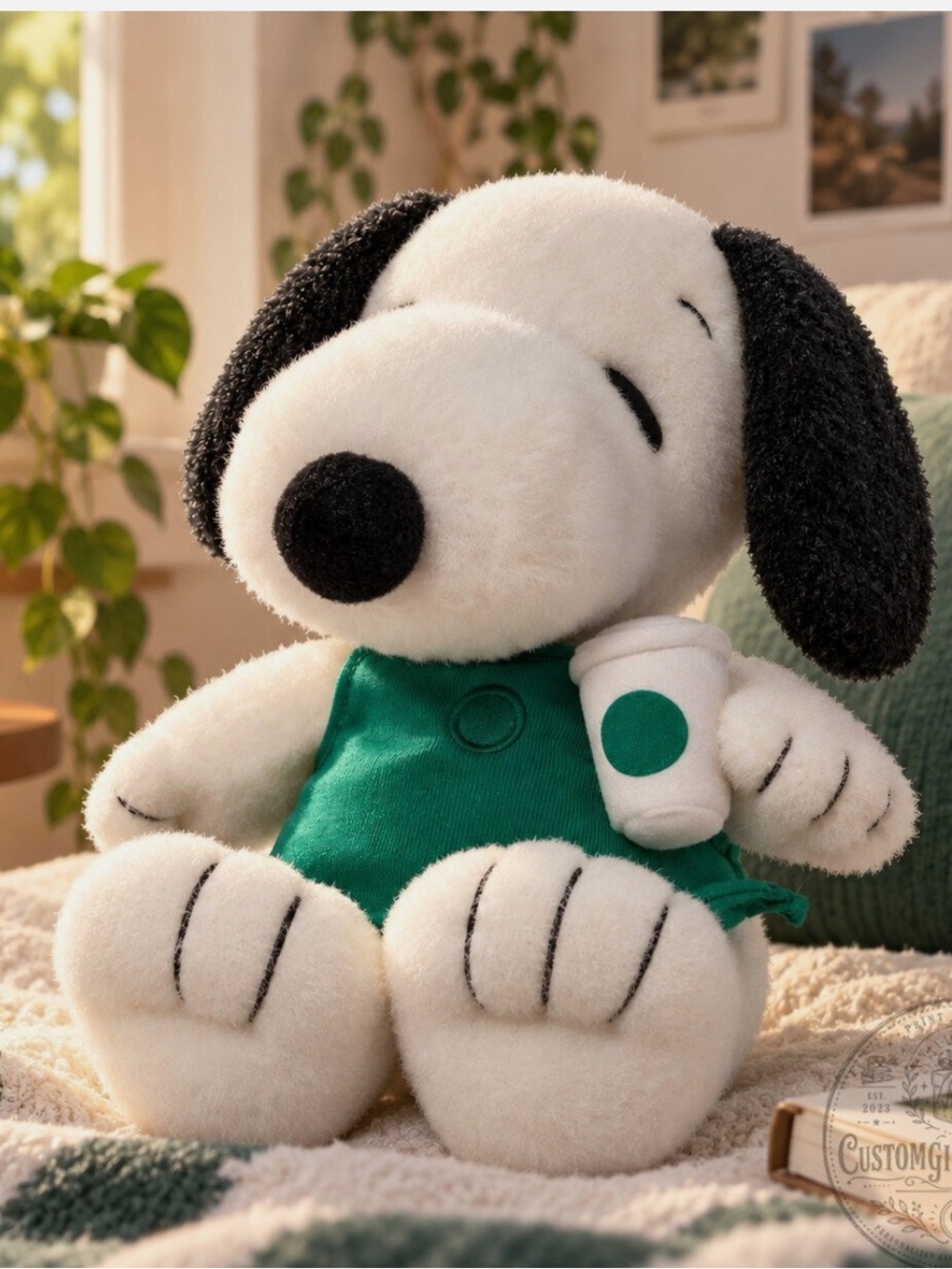Starbucks Peanuts Snoopy Plush - White with Black Stitching